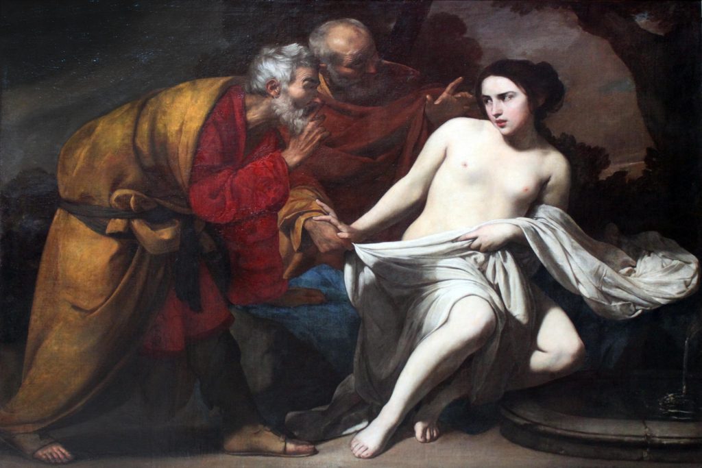 Tableau représentant la scène biblique de Suzanne au bain